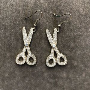 Sassy Rhinestone & Gold Scissor Earrings